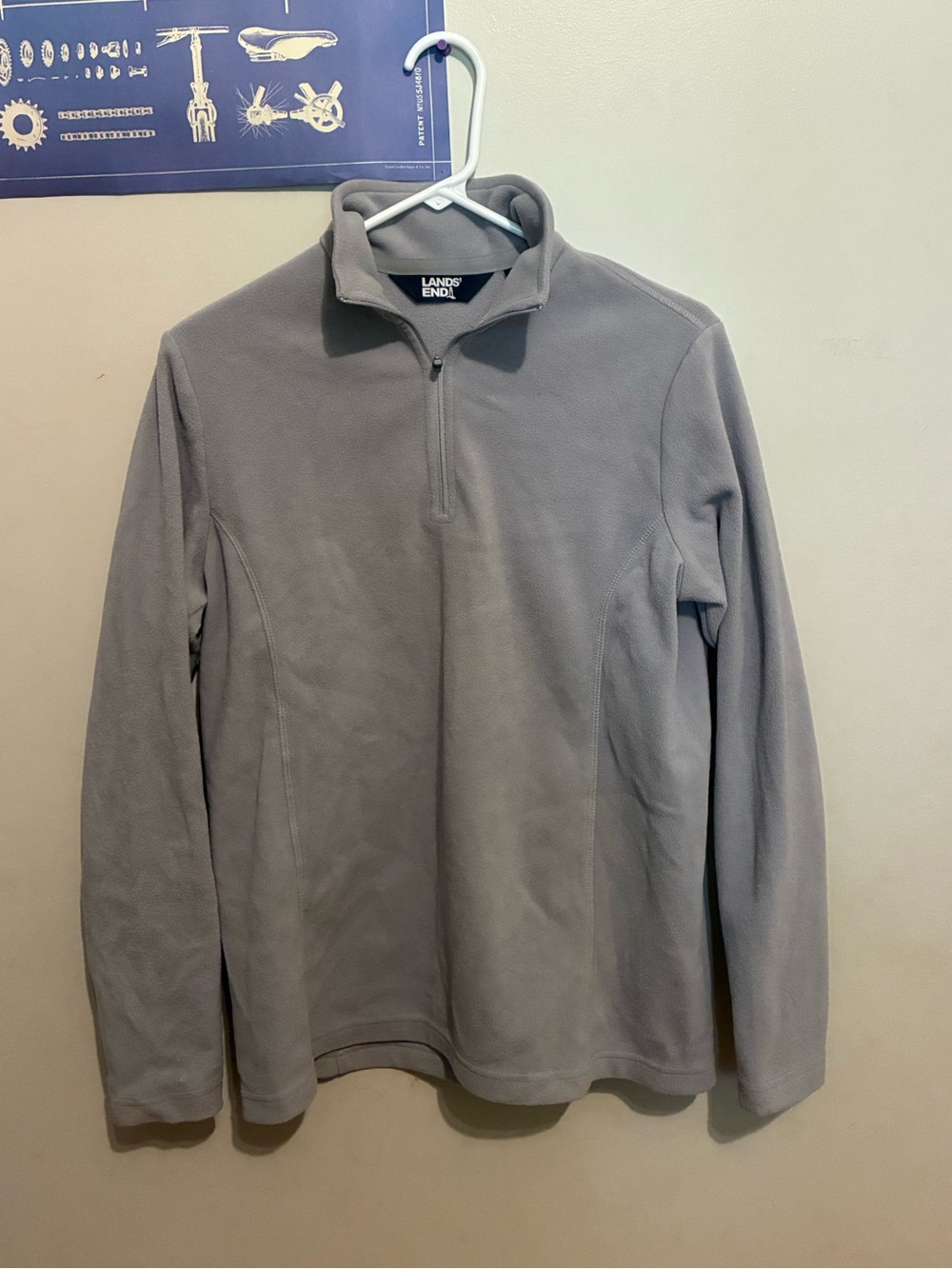 Lands' End Women's Gray Quarter-Zip Fleece Pullover